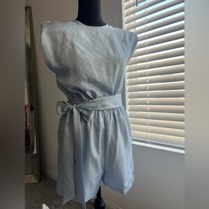 Express Romper Satin Powder Blue